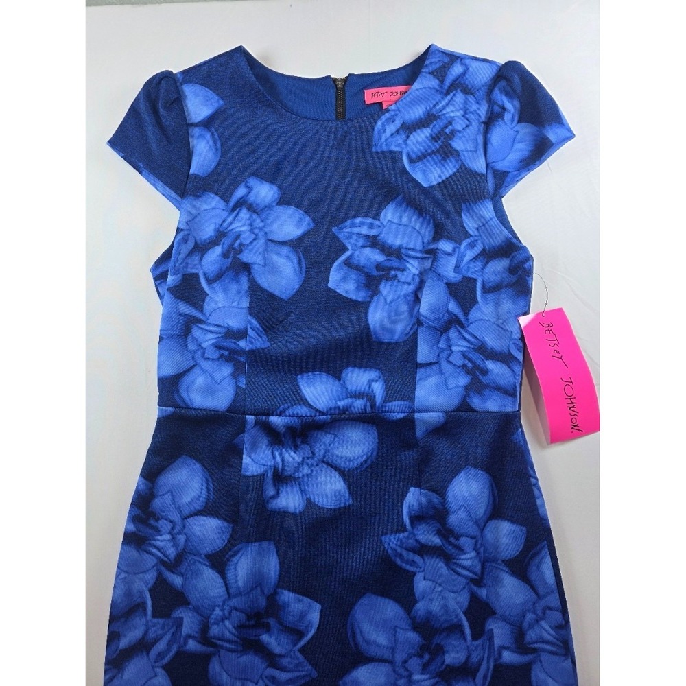 Betsy Johnson Blue Floral Print Sheath Dress Size 6 - Picture 3 of 5